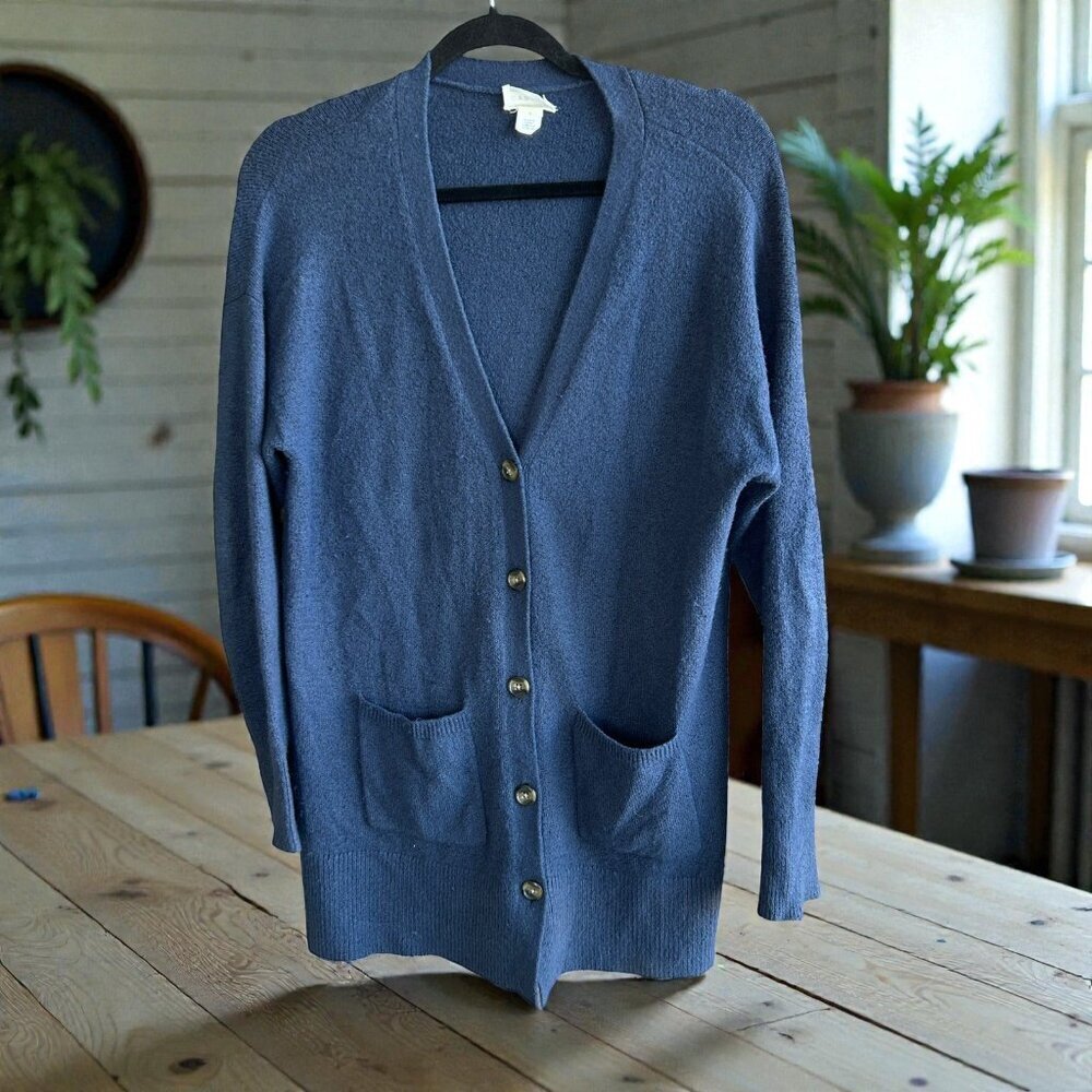 Caslon Cardigan Sweater Slate Blue V Neck Dadcore Classic Size Small